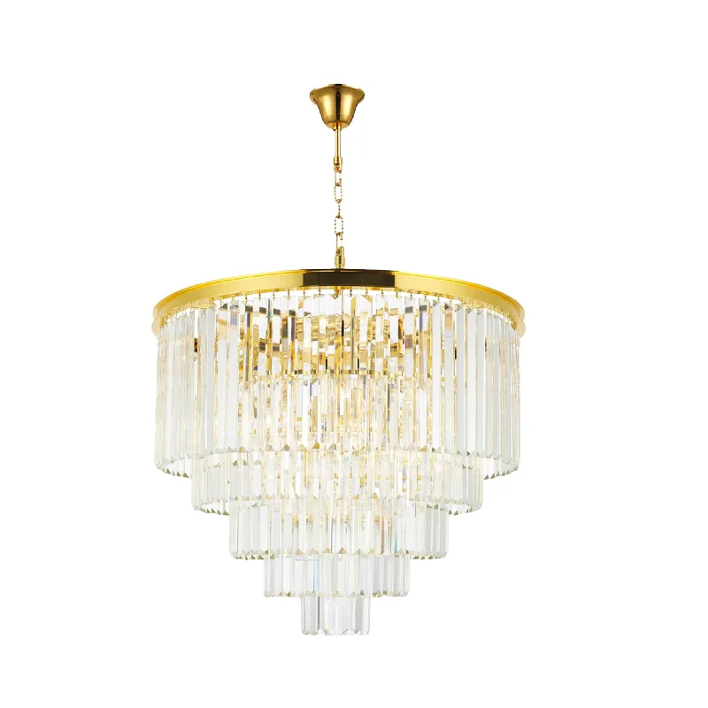 Chandeliers with Metal Frames in Bronze FinishChandeliers with Metal Frames in Bronze FinishOdeon (Oasis) Chandelier- 5 Layer - Gold Finish - W:70cm