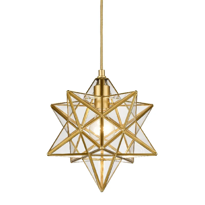Chandeliers with Frosted Glass for a Softer Light DiffusionChandeliers with Frosted Glass for a Softer Light DiffusionPendant Light Modern Moravian Star Gold Finish Clear Glass