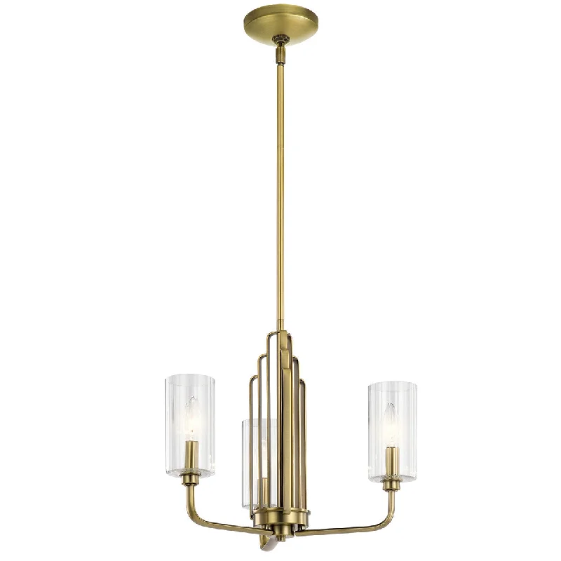 Bohemian - Style Beaded Chandeliers for Eclectic DecorBohemian - Style Beaded Chandeliers for Eclectic DecorQuintiesse Kimrose 3 lt Art Deco Chandelier Brushed Natural Brass