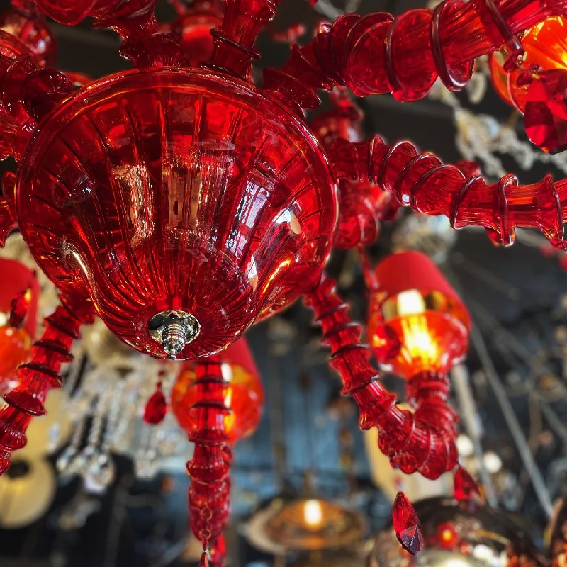 Large Chandeliers for Grand Halls and FoyersLarge Chandeliers for Grand Halls and FoyersMaraschino Red Chandelier