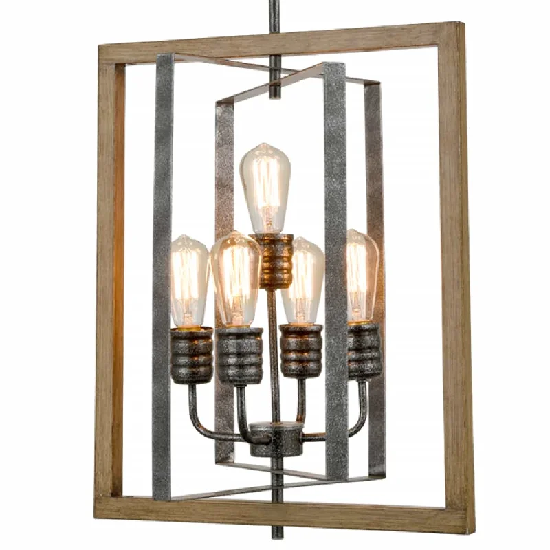 Ceiling - Mounted Chandeliers for Standard CeilingsCeiling - Mounted Chandeliers for Standard CeilingsRustic 5-Light Kitchen Island Chandelier in Wood Grain Finish