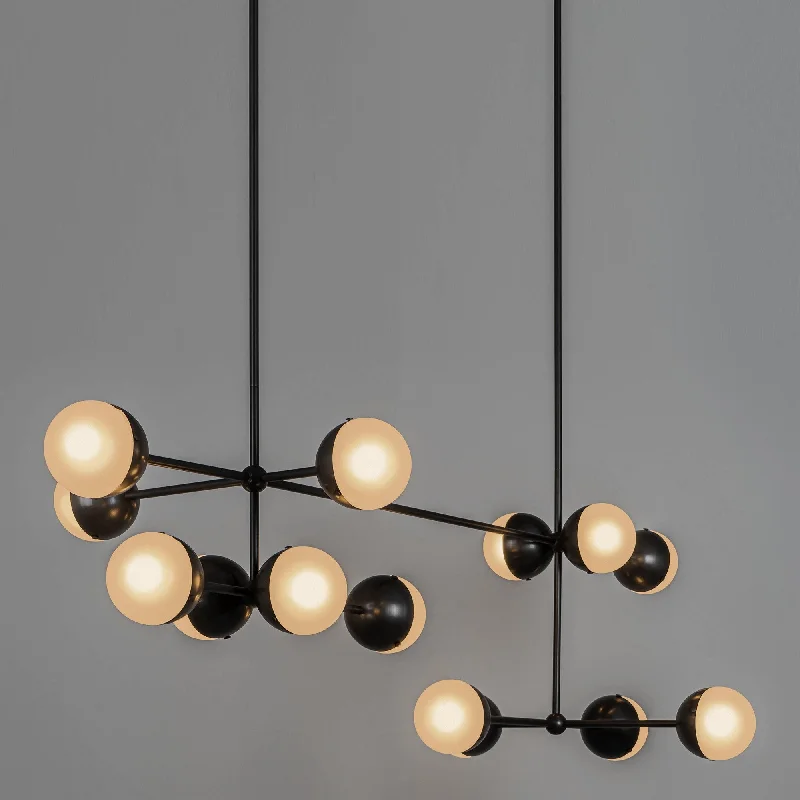 Chandeliers with Metal Frames in Copper FinishChandeliers with Metal Frames in Copper FinishSchwung Molecule Linear Chandelier