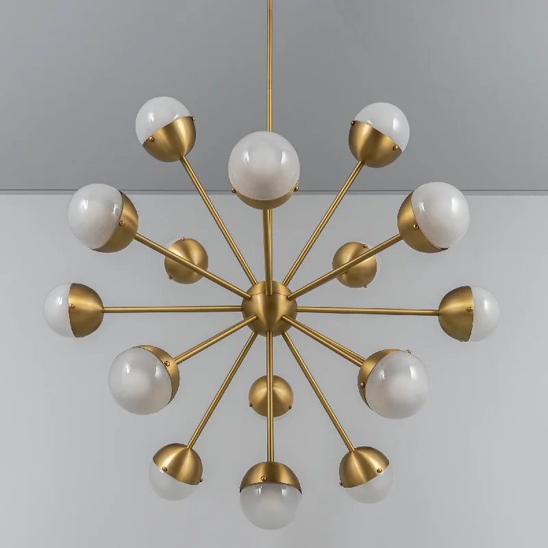 Chandeliers with Metal Frames in Black FinishChandeliers with Metal Frames in Black FinishSchwung Molecule Spark Round 17 Chandelier