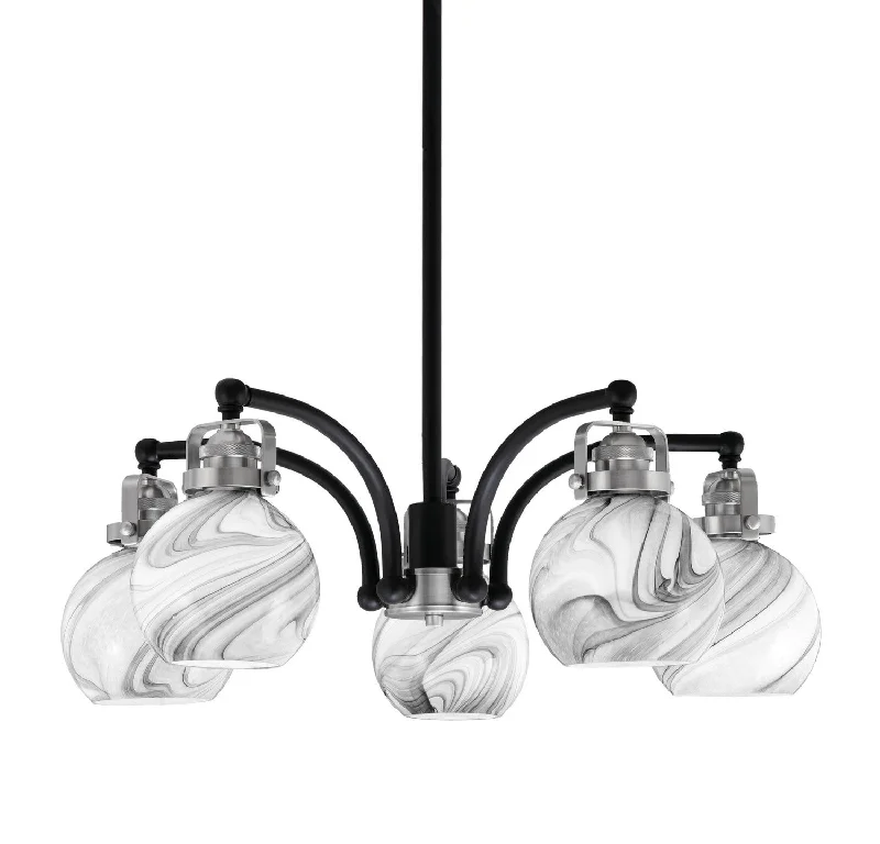 Chandeliers with Frosted Glass for a Softer Light DiffusionChandeliers with Frosted Glass for a Softer Light DiffusionToltec Easton 1945-MBBN-4109 Chandelier Light - Matte Black & Brushed Nickel
