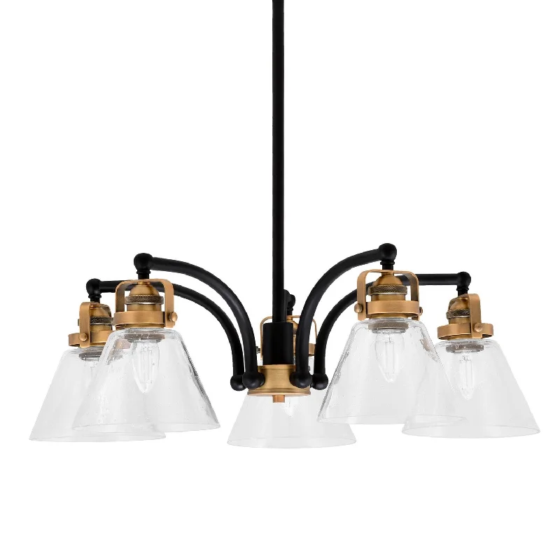 Art Deco Chandeliers for a Retro - Glam LookArt Deco Chandeliers for a Retro - Glam LookToltec Easton 1945-MBBR-302 Chandelier Light - Matte Black & Brass