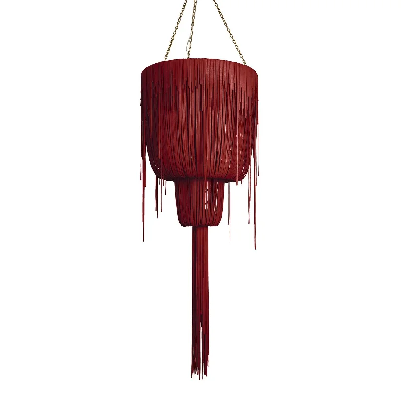 Chandeliers with Murano Glass for a High - End Artistic TouchChandeliers with Murano Glass for a High - End Artistic TouchMedium Round Double-Ball Urchin Leather Chandelier in NeKeia Leather