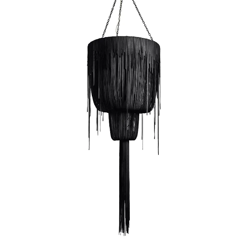 Chandeliers with Dimmable Lights for Ambiance ControlChandeliers with Dimmable Lights for Ambiance ControlMedium Round Double-Ball Urchin Leather Chandelier in Premium Leather