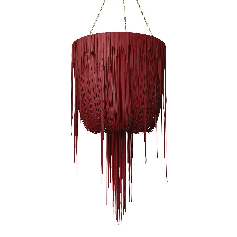 Chandeliers with Dimmable Lights for Ambiance ControlChandeliers with Dimmable Lights for Ambiance ControlMedium Round Urchin Leather Chandelier in NeKeia Leather