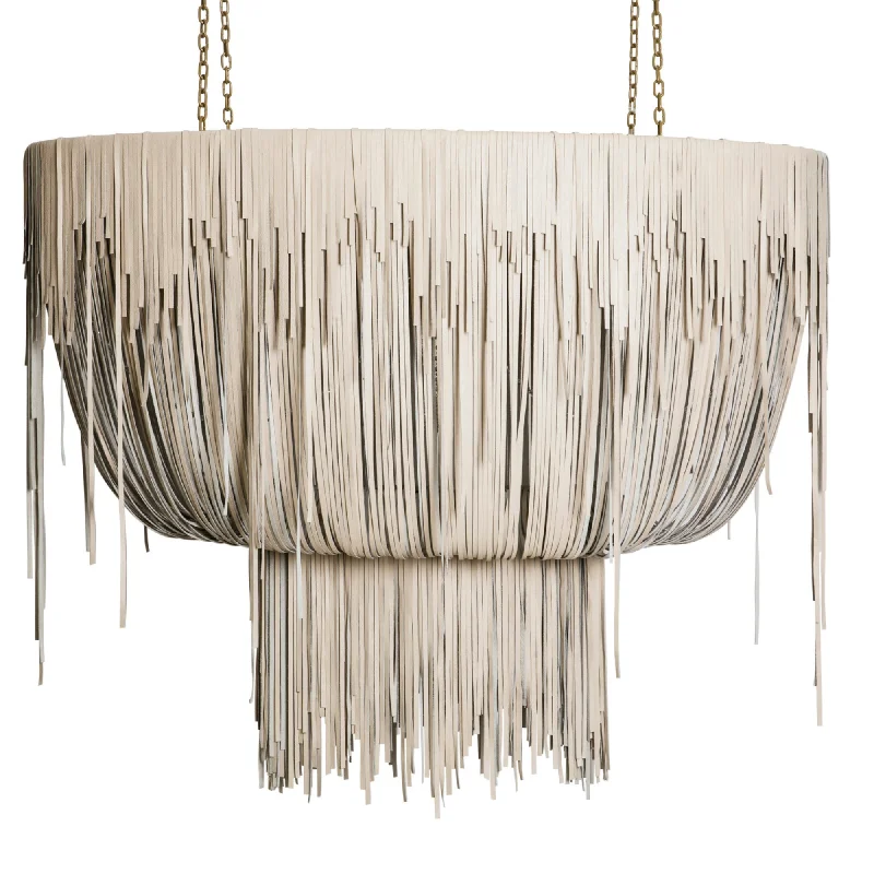 Chandeliers with Candle - Style Bulbs for a Classic AestheticChandeliers with Candle - Style Bulbs for a Classic AestheticMedium Oval Urchin Leather Chandelier in Cream-Stone Leather Chandeliers with Candle - Style Bulbs for a Classic AestheticChandeliers with Candle - Style Bulbs for a Classic AestheticMedium Oval Urchin Leather Chandelier in Cream-Stone Leather