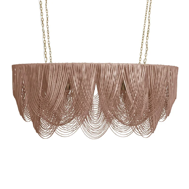 Chandeliers with Metal Frames in Gold FinishChandeliers with Metal Frames in Gold FinishMedium Oval Whisper Leather Chandelier in Metallic Leather Chandeliers with Metal Frames in Gold FinishChandeliers with Metal Frames in Gold FinishMedium Oval Whisper Leather Chandelier in Metallic Leather