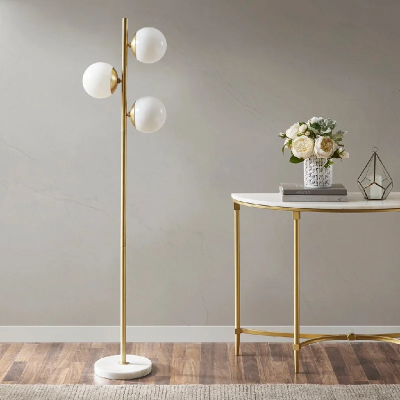 Rustic Farmhouse Style Floor Lamp for Cozy BedroomsRustic Farmhouse Style Floor Lamp for Cozy Bedrooms3-Globe Light Floor Lamp with Marble Base for living room,bedroom,and dining room