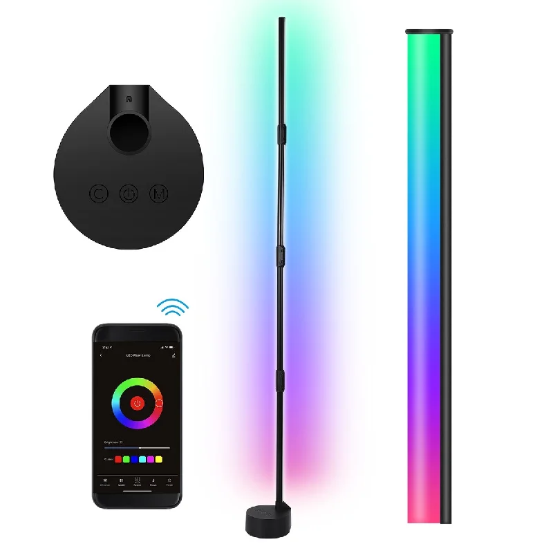 Fabric Floor Lamp with a Linen Shade for a Relaxed AestheticFabric Floor Lamp with a Linen Shade for a Relaxed Aesthetic56" RGB Color Changing Corner Floor Lamp with APP Control