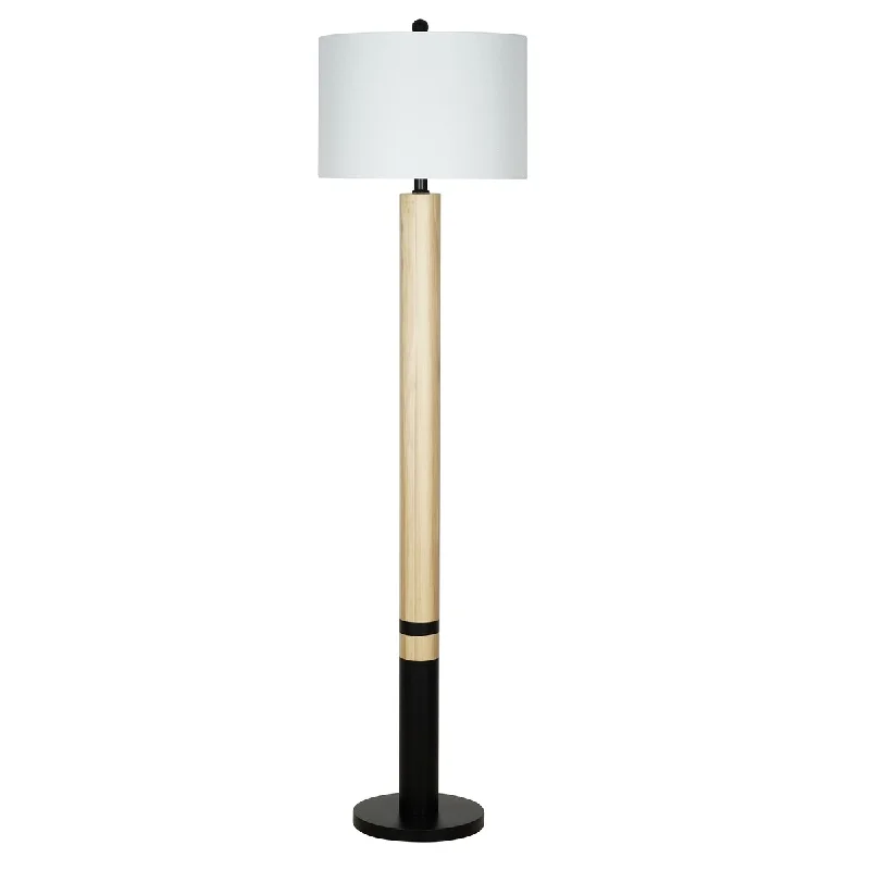 Glass Floor Lamp with Frosted Shades for Soft Diffused LightGlass Floor Lamp with Frosted Shades for Soft Diffused LightBlack and Blonde Real Wood Striped Floor Lamp, LED bulb included - 15x15x58.25