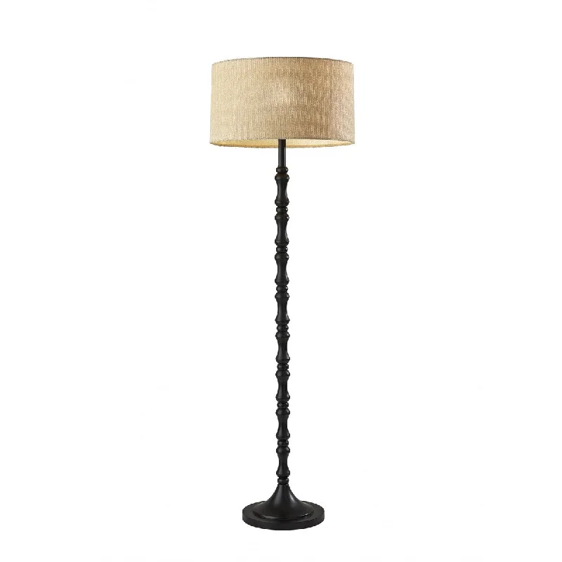 Victorian Style Floor Lamp for Traditional and Elegant InteriorsVictorian Style Floor Lamp for Traditional and Elegant InteriorsBlack Natural Boho Floor Lamp With Turned Base - 18.5" W x 18.5" D x 59.5" H