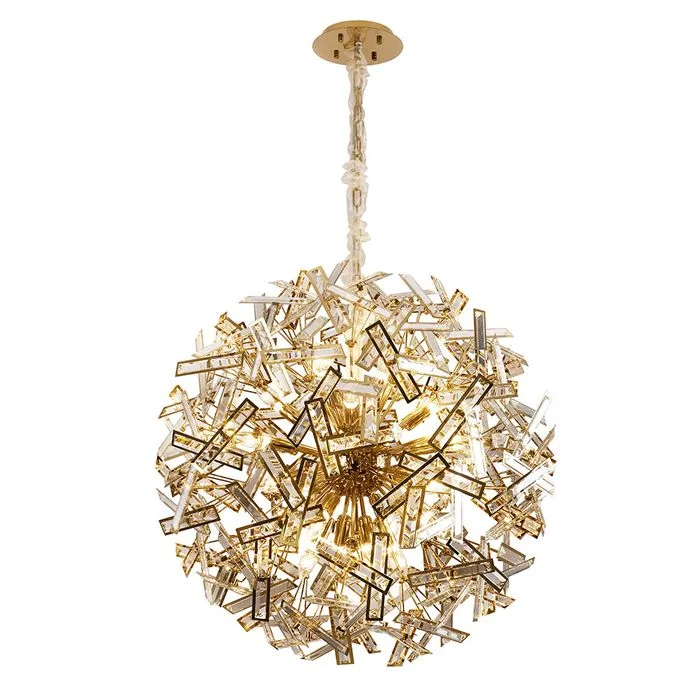 Glass Ceiling Lights with Frosted, Colored, or Etched GlassGlass Ceiling Lights with Frosted, Colored, or Etched GlassBrazza 100cm Gold and Clear Crystal Pendant Light