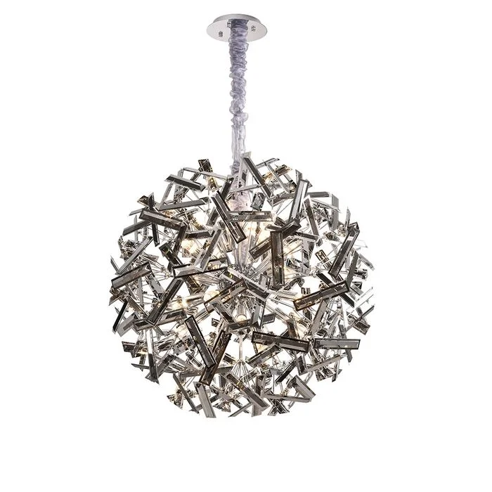 Metal Ceiling Lights in Brass, Copper, Stainless Steel, and IronMetal Ceiling Lights in Brass, Copper, Stainless Steel, and IronBrazza 80cm Chrome and Smoke Crystal Pendant Light