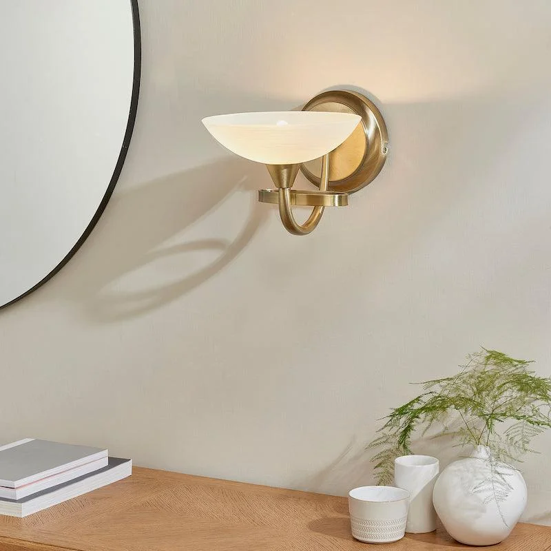 Rustic Farmhouse Style Floor Lamp for Cozy BedroomsRustic Farmhouse Style Floor Lamp for Cozy BedroomsEndon Cagney 1 Light Brass & White Painted Glass Wall Light