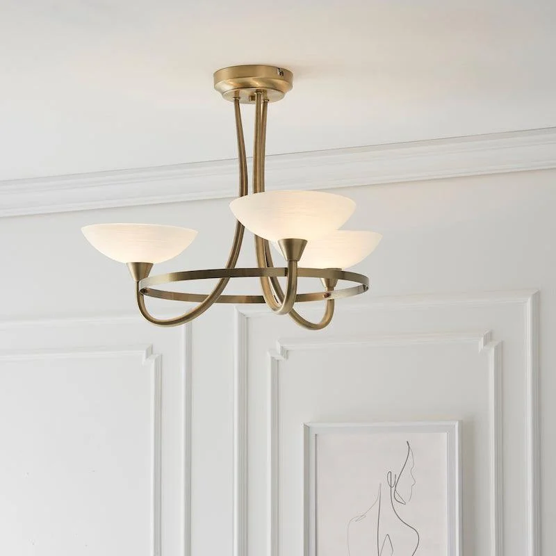 Marble Base Floor Lamp for a Touch of LuxuryMarble Base Floor Lamp for a Touch of LuxuryEndon Cagney Brass & White Glass 3 Light Ceiling Semi Flush