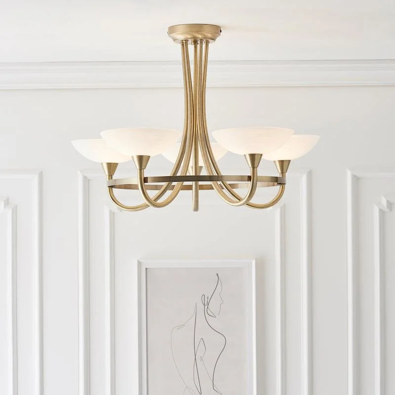 Adjustable Height Floor Lamp for Versatile Lighting NeedsAdjustable Height Floor Lamp for Versatile Lighting NeedsEndon Cagney Brass & White Glass 5 Light Ceiling Semi Flush
