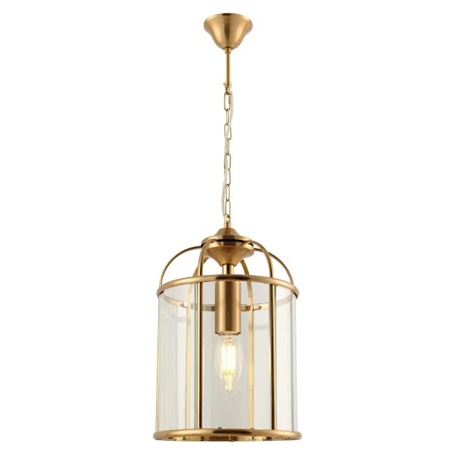 Crystal Ceiling Lights with High - Quality Swarovski CrystalsCrystal Ceiling Lights with High - Quality Swarovski CrystalsClovelly 1 Light Lantern Pendant Gold with Clear Glass