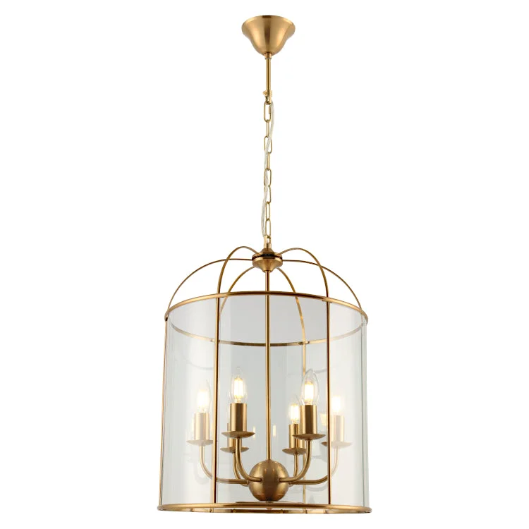 Rustic Ceiling Lights with Reclaimed Wood and Distressed FinishesRustic Ceiling Lights with Reclaimed Wood and Distressed FinishesClovelly 6 Light Lantern Pendant Gold with Clear Glass