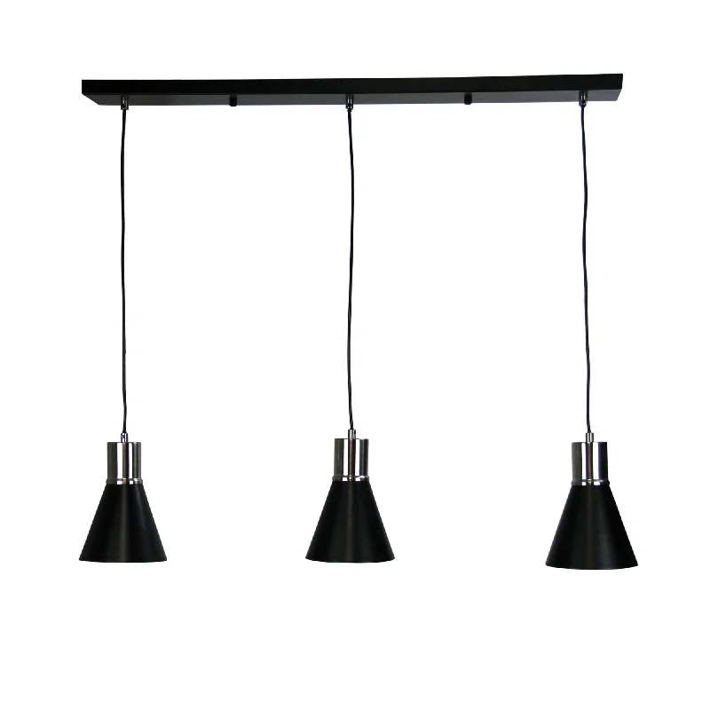 Retro Ceiling Lights Inspired by the 1950s and 1960s DesignRetro Ceiling Lights Inspired by the 1950s and 1960s DesignComo 3 Light Pendant Brushed Chrome & Black - OL67513BC