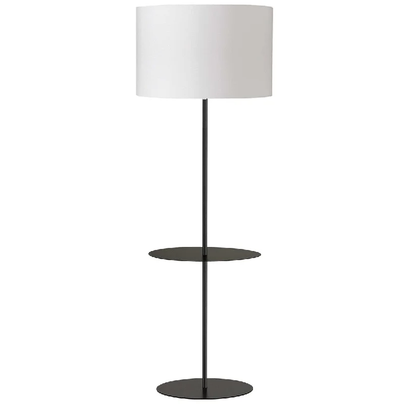 Wood Floor Lamp with Natural Grain for a Warm and Organic FeelWood Floor Lamp with Natural Grain for a Warm and Organic FeelDainolite Tablero 1 Light Floor Lamp - Round - Matte Black - White Shade