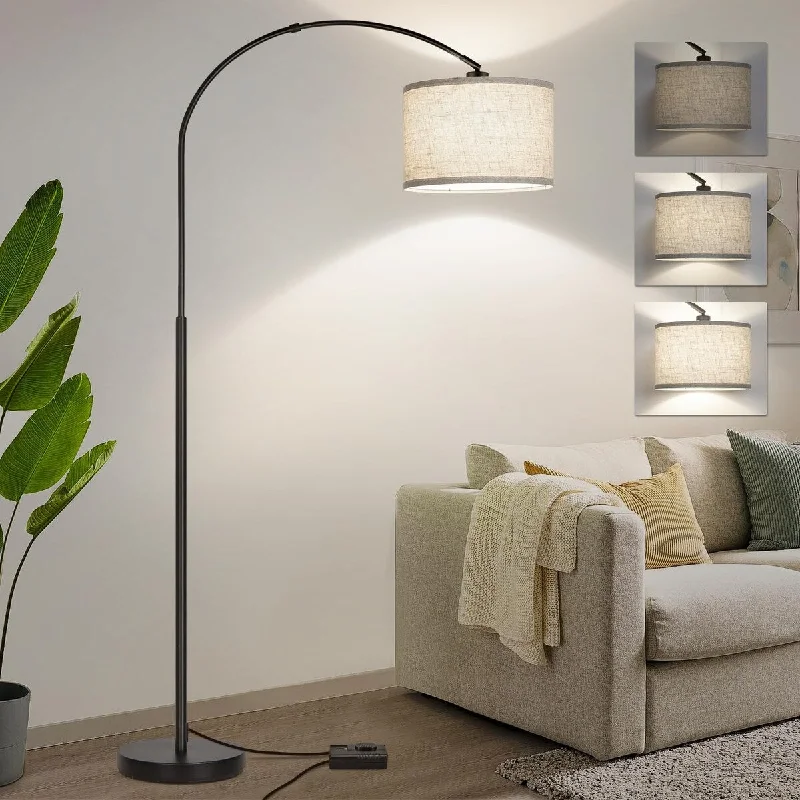  Way Switch Floor Lamp for Multiple Light Intensity Levels Way Switch Floor Lamp for Multiple Light Intensity LevelsDimmable Floor Lamp,Arc Floor Lamp with Dimmer, Black Standing Lamp with Adjustable Hanging Shade, Over Couch Tall Reading Light
