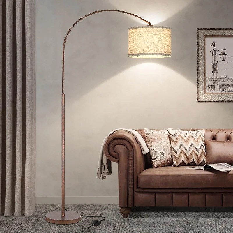 Wood Floor Lamp with Natural Grain for a Warm and Organic FeelWood Floor Lamp with Natural Grain for a Warm and Organic FeelFloor Lamp,Vintage Arc Floor Lamp with Adjustable Lamp Head,Tall Pole Lamp with Pedal Switch,Over Couch Arched Reading Light