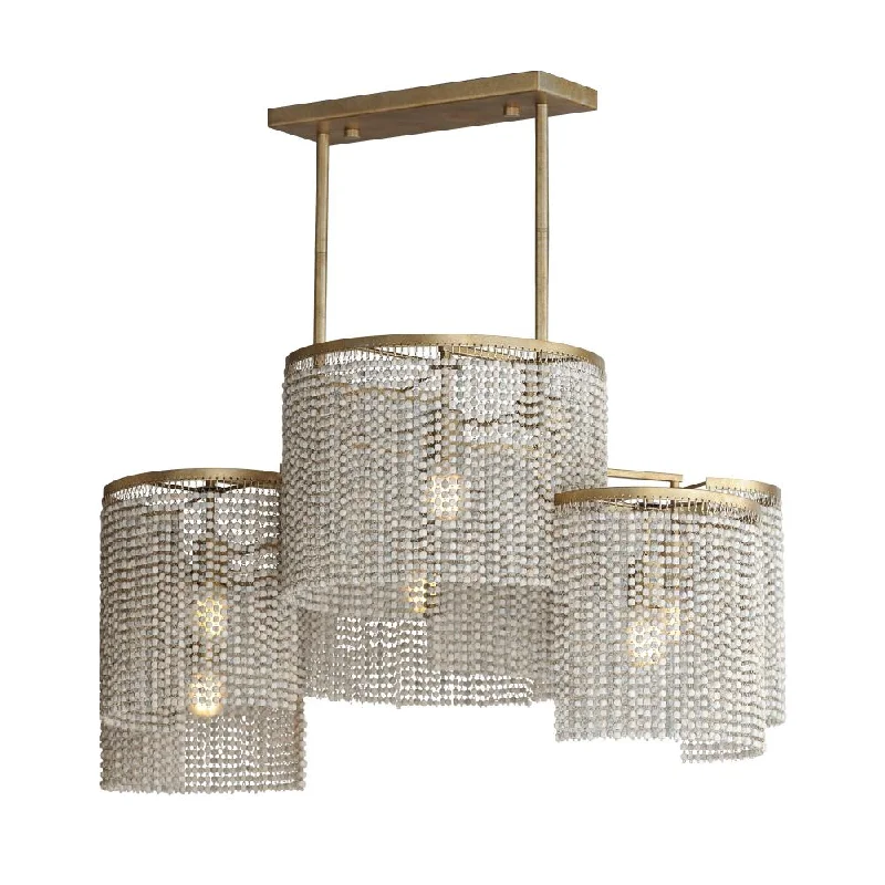Tropical - Themed Ceiling Lights with Palm - Leaf Shapes and Rattan WrapsTropical - Themed Ceiling Lights with Palm - Leaf Shapes and Rattan WrapsFontaine-Linear Pendant