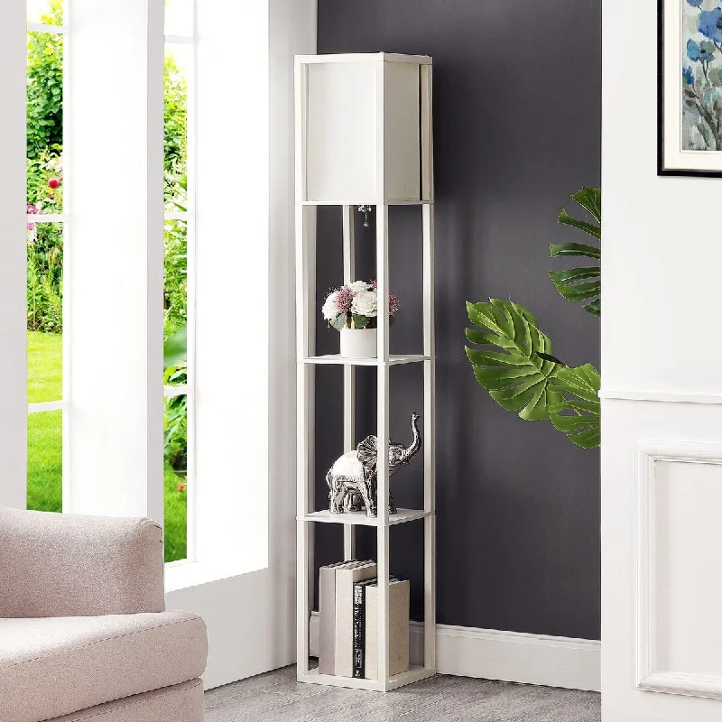 Industrial Style Floor Lamp with Exposed Bulbs for Loft ApartmentsIndustrial Style Floor Lamp with Exposed Bulbs for Loft ApartmentsGetLedel 63-inch Etagere Floor Lamp with 3-tier Storage Shelf - White