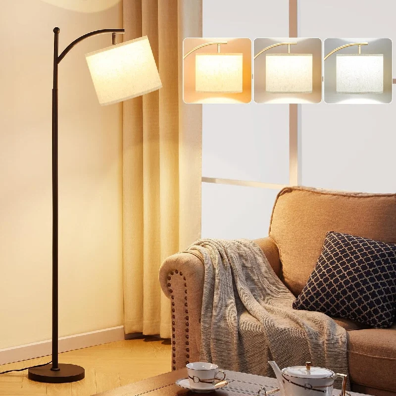Smart Floor Lamp with Voice Control and Bluetooth ConnectivitySmart Floor Lamp with Voice Control and Bluetooth ConnectivityGold Floor Lamps for Living Room with 3 Color Temperatures, Standing Lamp with Adjustable Beige Shade,9W Bulb Included