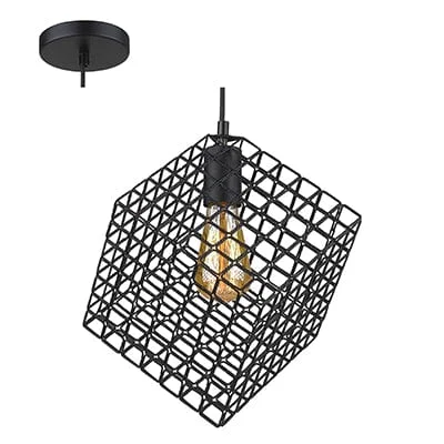 Moroccan Ceiling Lights with Colorful Stained Glass and Geometric CarvingsMoroccan Ceiling Lights with Colorful Stained Glass and Geometric CarvingsGrid Square Pendant Black E27