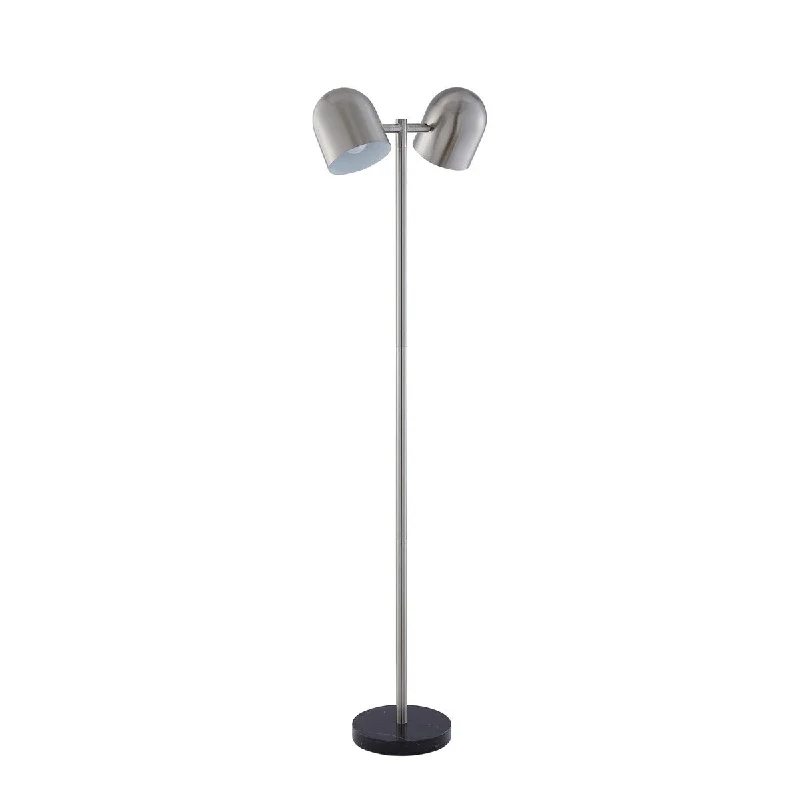 Way Switch Floor Lamp for Multiple Light Intensity Levels Way Switch Floor Lamp for Multiple Light Intensity LevelsHomeRoots 58" Chrome and Black Two Light Floor Lamp With Silver Bell Shade - 18 Way Switch Floor Lamp for Multiple Light Intensity Levels Way Switch Floor Lamp for Multiple Light Intensity LevelsHomeRoots 58" Chrome and Black Two Light Floor Lamp With Silver Bell Shade - 18