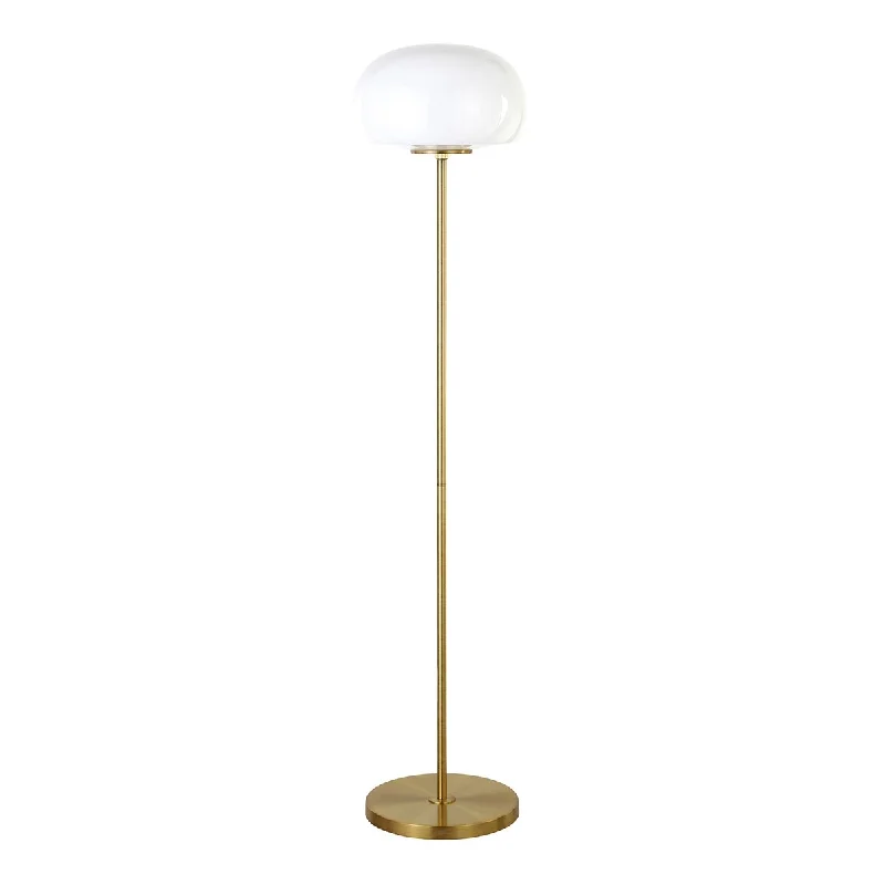 Industrial Style Floor Lamp with Exposed Bulbs for Loft ApartmentsIndustrial Style Floor Lamp with Exposed Bulbs for Loft ApartmentsHomeRoots 62" Brass Novelty Floor Lamp With White Frosted Glass Globe Shade - 13