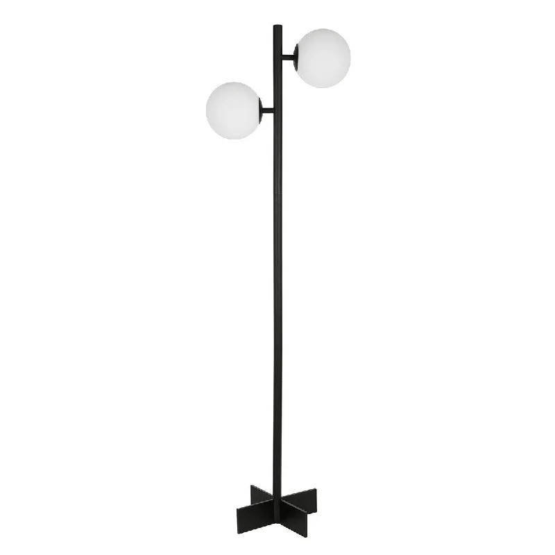 Marble Base Floor Lamp for a Touch of LuxuryMarble Base Floor Lamp for a Touch of LuxuryHomeRoots 70" Black Two Light Tree Floor Lamp With White Frosted Glass Globe Shade - 14