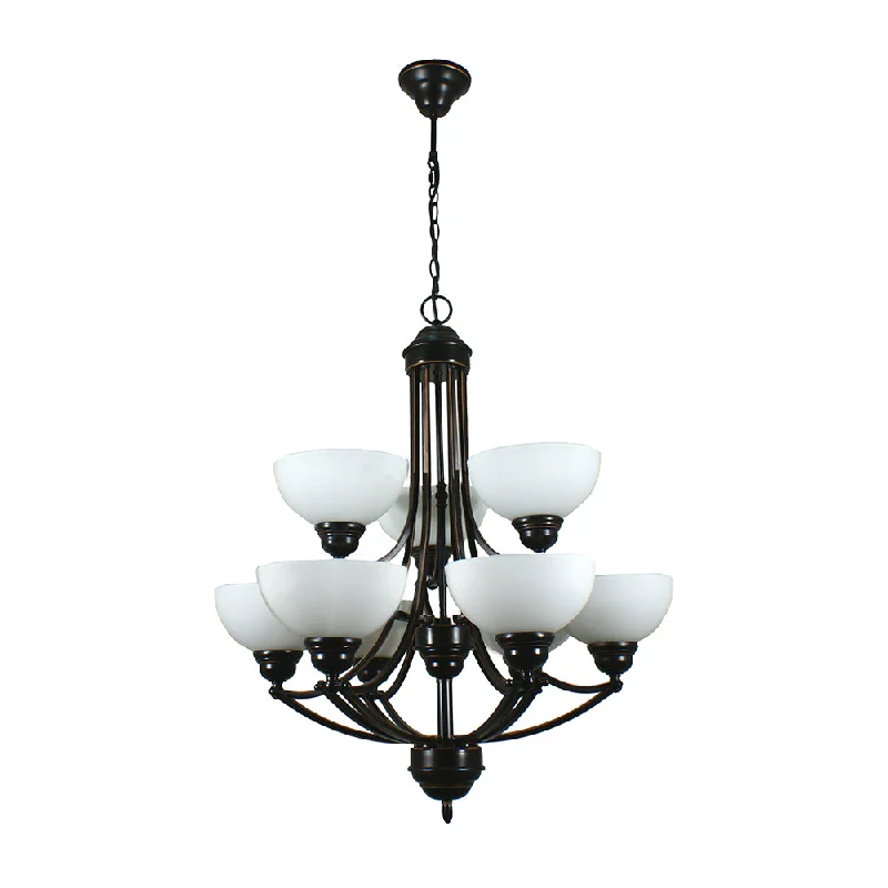 Glass Ceiling Lights with Frosted, Colored, or Etched GlassGlass Ceiling Lights with Frosted, Colored, or Etched GlassHouston 9 Light Pendant Bronze