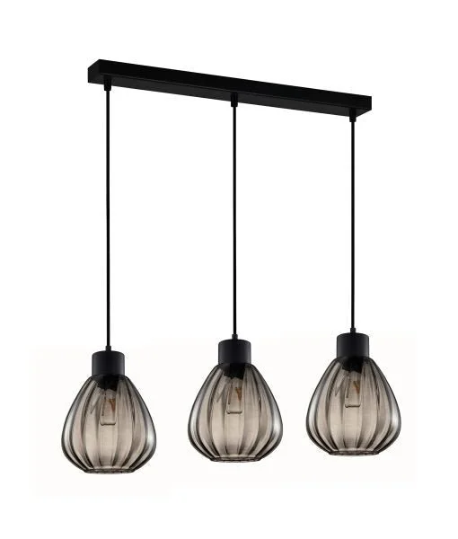 Victorian - Inspired Ceiling Lights with Ornate Crystal ChandeliersVictorian - Inspired Ceiling Lights with Ornate Crystal ChandeliersInterior Black Smoke Wine Glass Ribbed 3 Light Island Pendant - TULIP2X3S