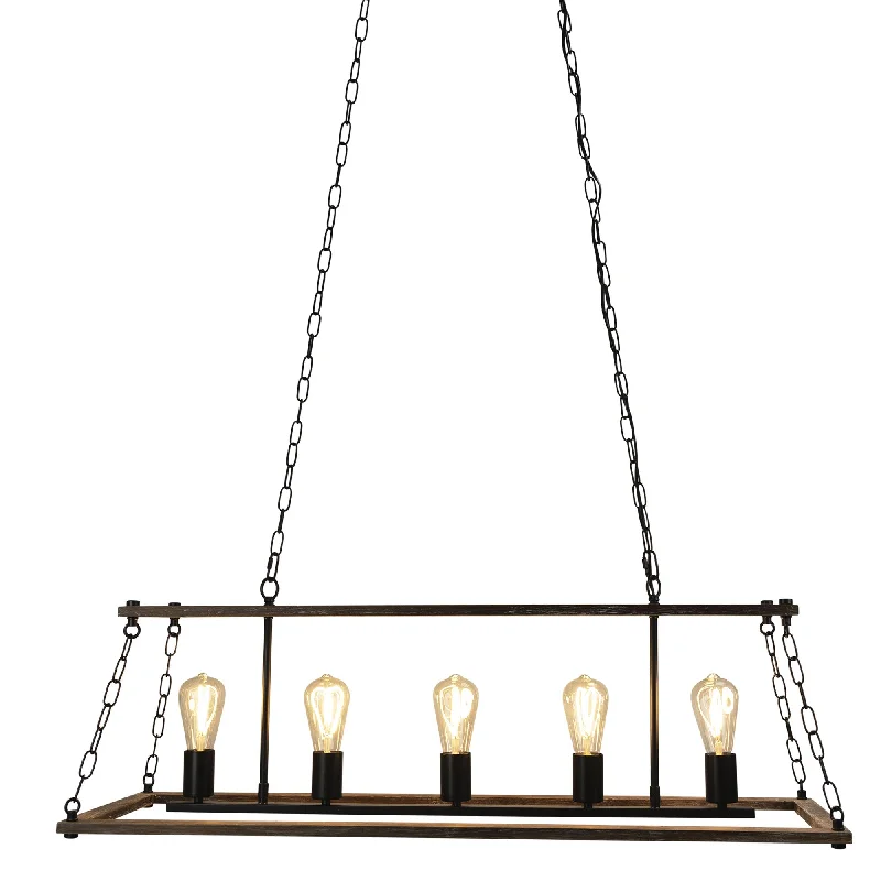 Industrial Style Ceiling Lights with Exposed Bulbs and Metal CagesIndustrial Style Ceiling Lights with Exposed Bulbs and Metal CagesIsland 5 Light Pendant Natural / Black - SL65115 Industrial Style Ceiling Lights with Exposed Bulbs and Metal CagesIndustrial Style Ceiling Lights with Exposed Bulbs and Metal CagesIsland 5 Light Pendant Natural / Black - SL65115