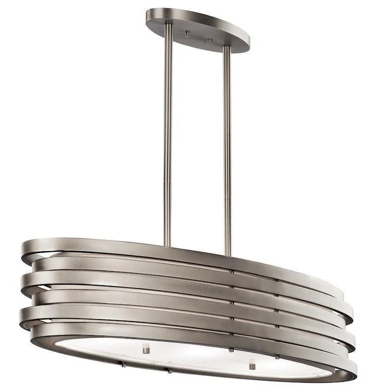 Metal Floor Lamp with a Matte Black Finish for a Sleek LookMetal Floor Lamp with a Matte Black Finish for a Sleek LookKichler Roswell Oval Nickel Island Pendant Ceiling Light
