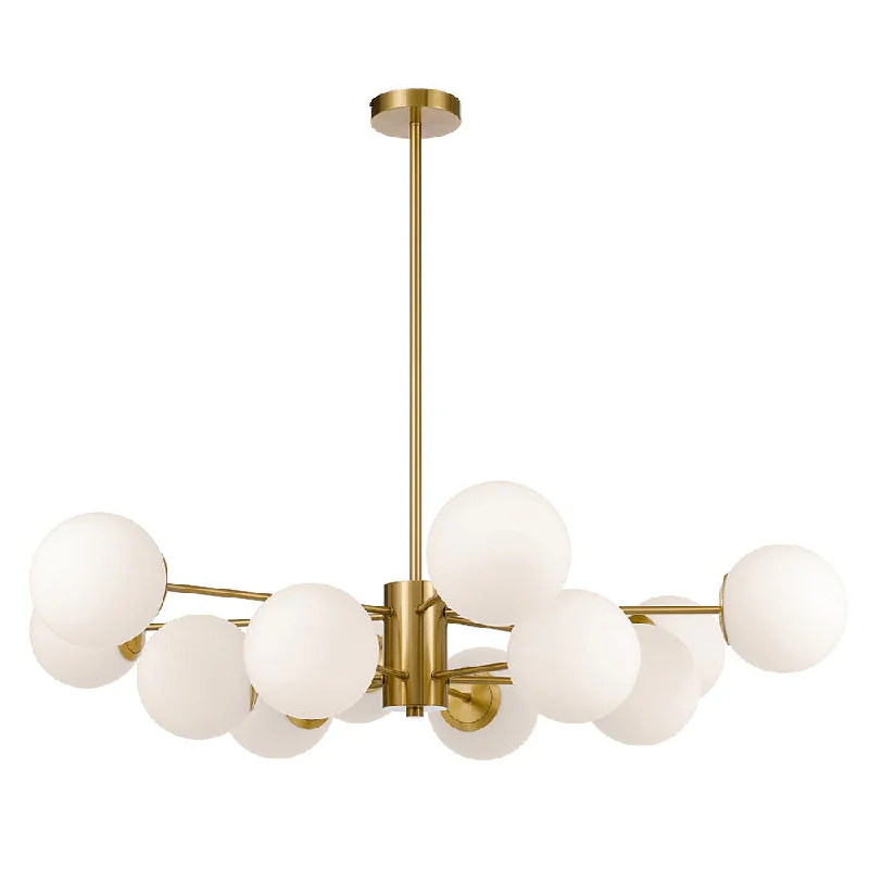 African - Inspired Ceiling Lights with Tribal Patterns and Natural MaterialsAfrican - Inspired Ceiling Lights with Tribal Patterns and Natural MaterialsMarsten 12 Light Antique Gold and Opal Glass Industrial Pendant