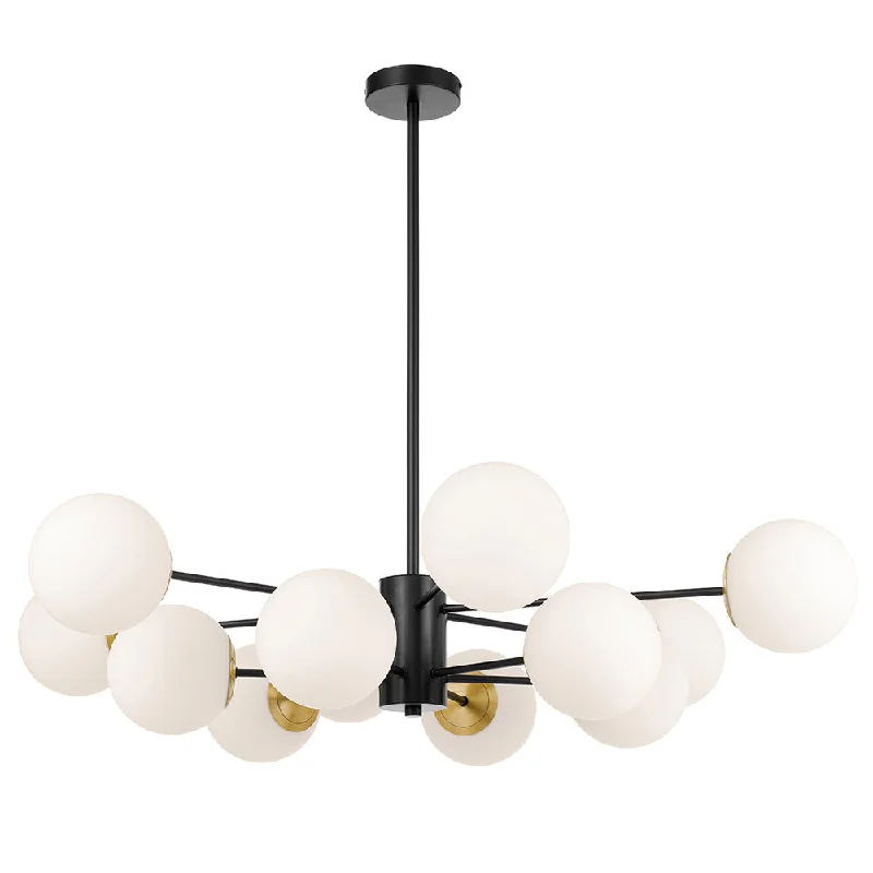 Contemporary Ceiling Lights with Unique, Abstract ShapesContemporary Ceiling Lights with Unique, Abstract ShapesMarsten 12 Light Black and Opal Glass Industrial Pendant