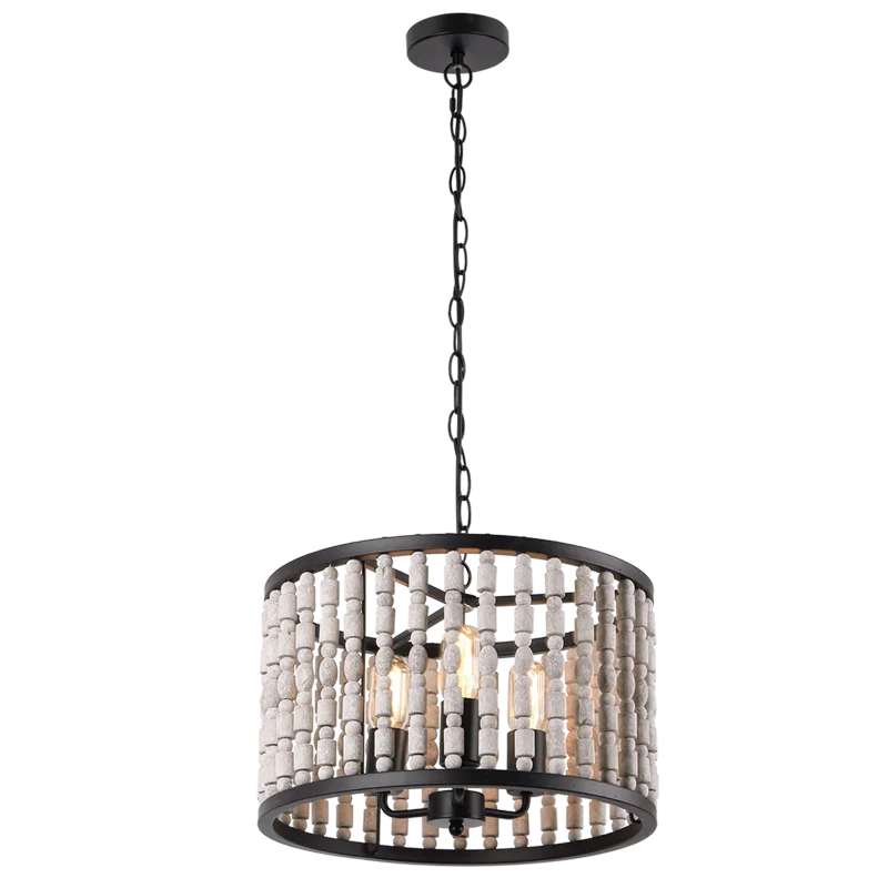 Bohemian Ceiling Lights with Beads, Tassels, and Colorful GlassBohemian Ceiling Lights with Beads, Tassels, and Colorful GlassBlack Metal & White Washed Wood Bead Pendant PEN281
