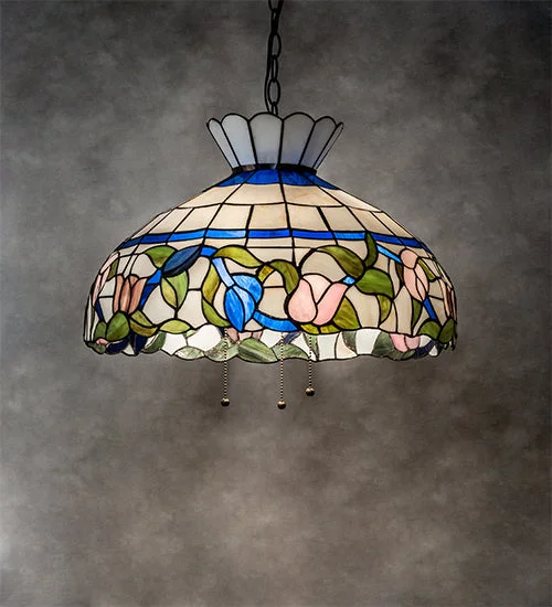 Moroccan Ceiling Lights with Colorful Stained Glass and Geometric CarvingsMoroccan Ceiling Lights with Colorful Stained Glass and Geometric CarvingsMeyda Lighting 231154 20" Wide Rose Vine Pendant