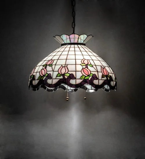 Bohemian Ceiling Lights with Beads, Tassels, and Colorful GlassBohemian Ceiling Lights with Beads, Tassels, and Colorful GlassMeyda Lighting 232764 20" Wide Roseborder Pendant