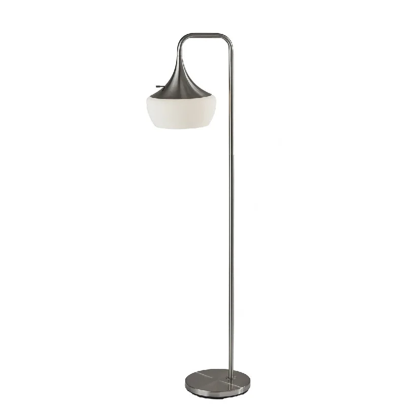 Wood Floor Lamp with Natural Grain for a Warm and Organic FeelWood Floor Lamp with Natural Grain for a Warm and Organic FeelModern Floor Lamp Gnome Alabaster Glass Brushed Steel - 63.5 X 12 X 18
