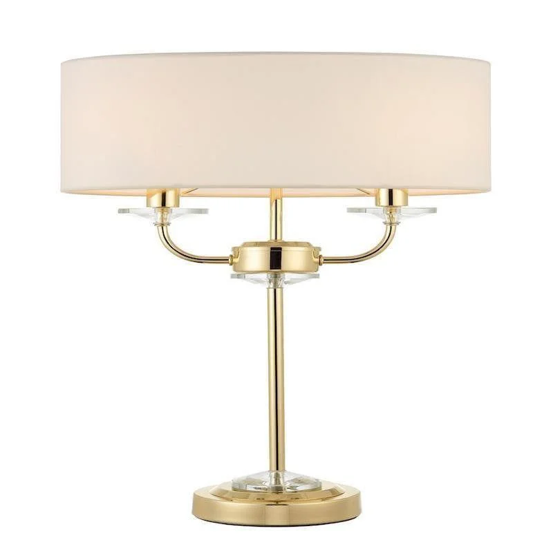 Dimmable Floor Lamp for Adjustable Lighting AmbianceDimmable Floor Lamp for Adjustable Lighting AmbianceNixon 2 Light Brass & Crystal Glass Table Lamp - White Shade