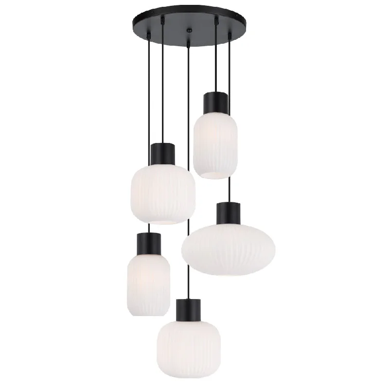 Mediterranean - Style Ceiling Lights with Terra - Cotta and Ceramic DetailsMediterranean - Style Ceiling Lights with Terra - Cotta and Ceramic DetailsNori 5 Light Cluster Black with Opal Glass Modern Pendant