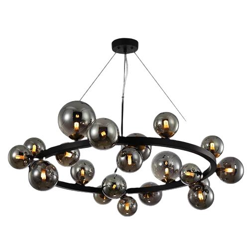 Crystal Ceiling Lights with High - Quality Swarovski CrystalsCrystal Ceiling Lights with High - Quality Swarovski CrystalsRound Bubble Pendant Black