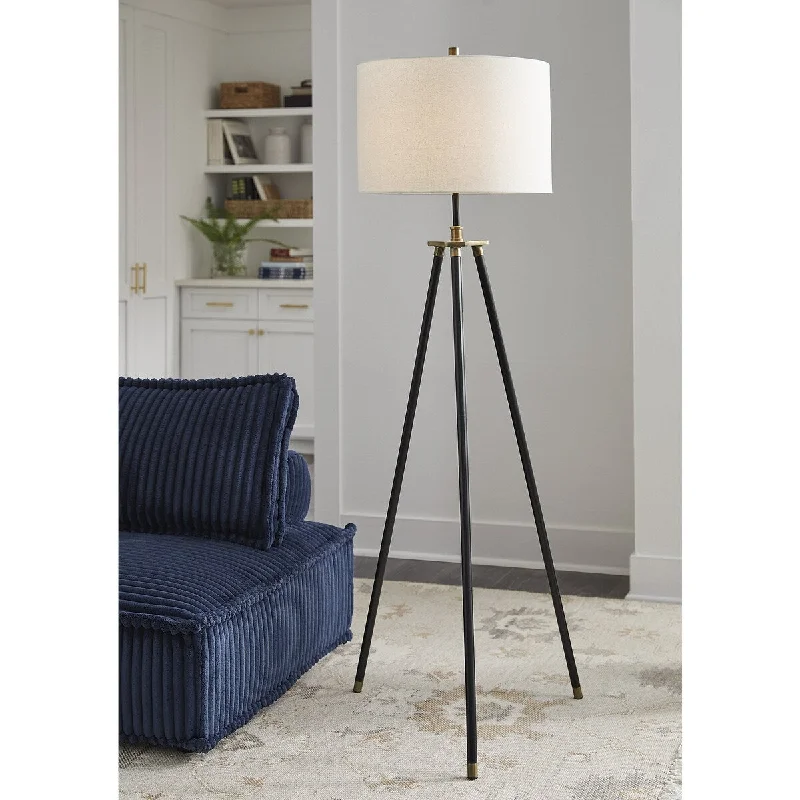 Fabric Floor Lamp with a Linen Shade for a Relaxed AestheticFabric Floor Lamp with a Linen Shade for a Relaxed AestheticSignature Design by Ashley Cashner Black/Gold Finish Floor Lamp - 23" W x 23" D x 70.5" H
